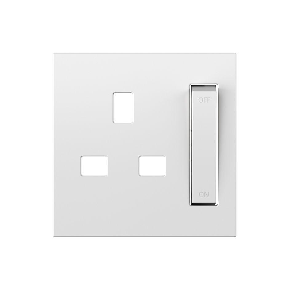 Tapa con dispositivo de seguridad para la base de enchufe británica blanco mate Simon 360