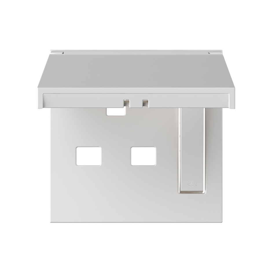 Tapa IP44 con dispositivo de seguridad para la base de enchufe británica blanco mate Simon 360