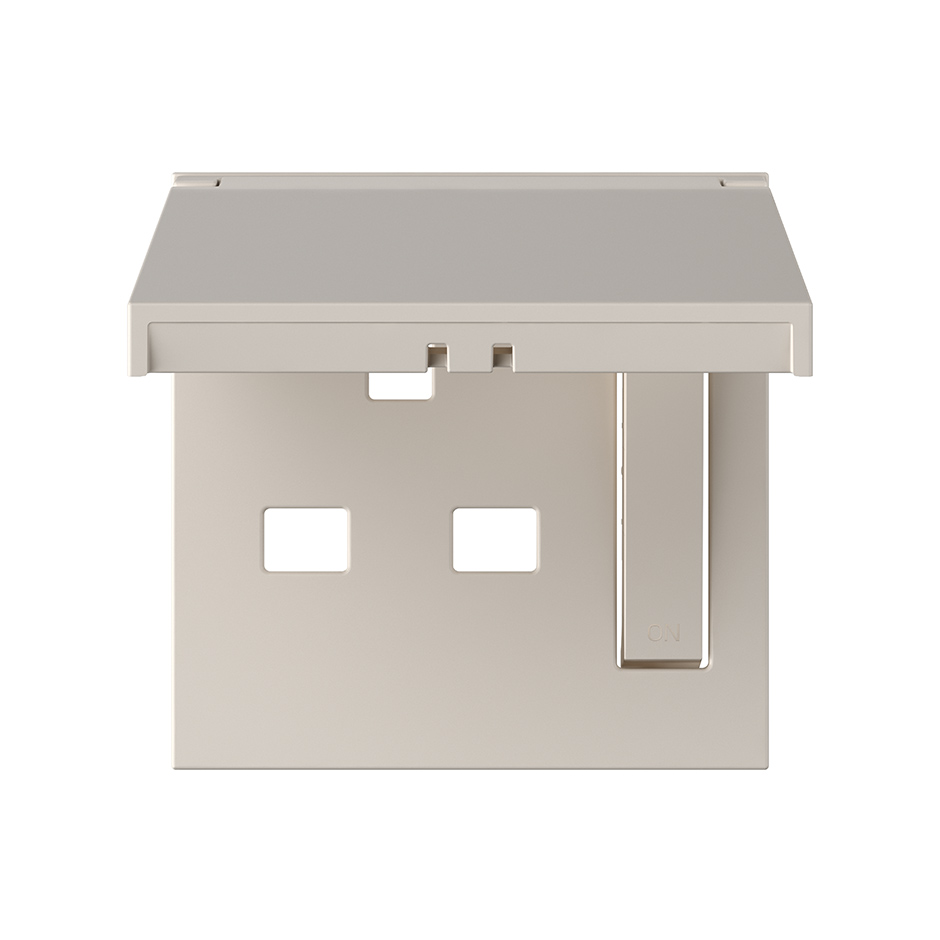 Tapa IP44 con dispositivo de seguridad para la base de enchufe británica arena mate Simon 360
