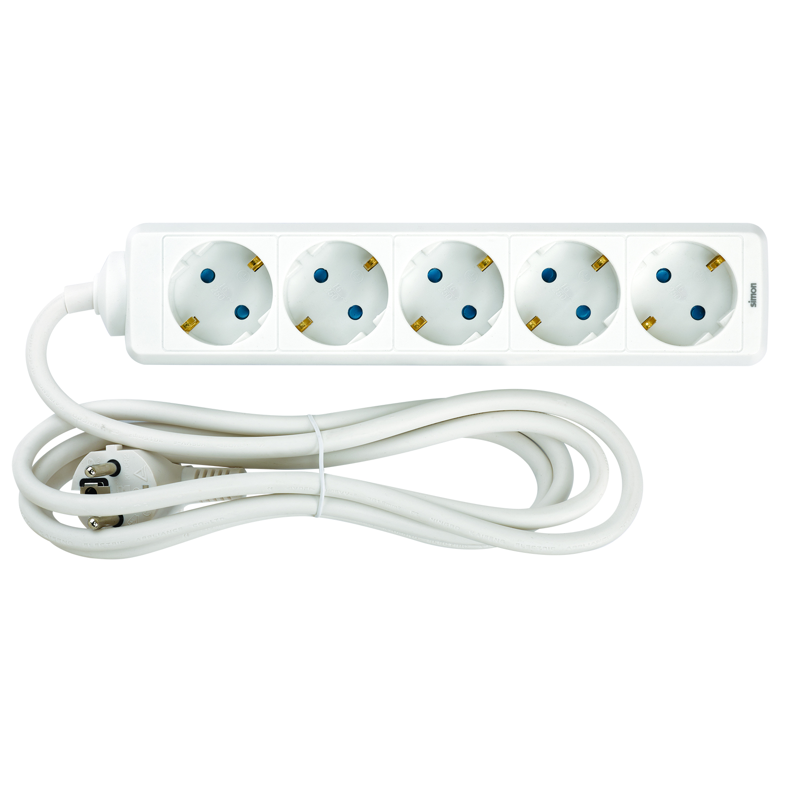 BASE 5 PRISES AVEC CÂBLE TT 2M BLANC (FAJ)