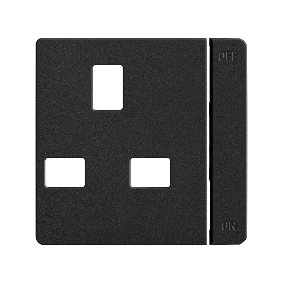 Cover with safety device for British socket outlet with switch graphite Simon 82