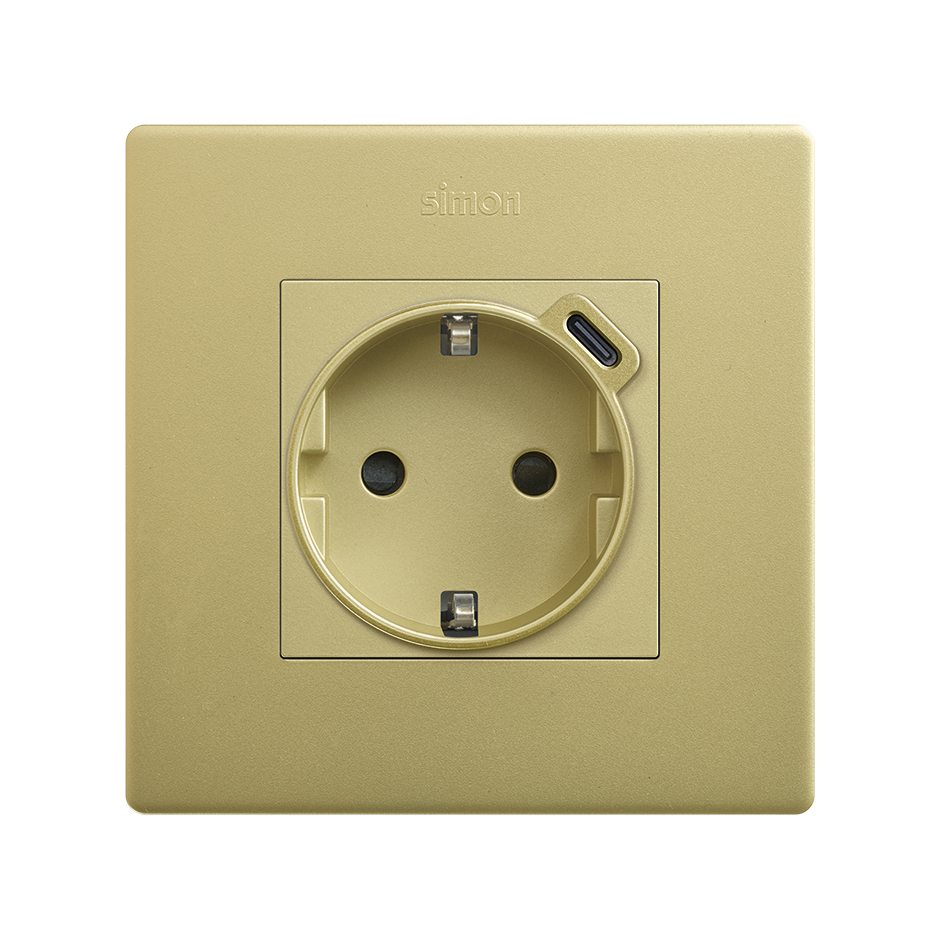 Schuko socket 16 A 250V~ with C USB charger 10,5W bronze Simon 270 | SIMON