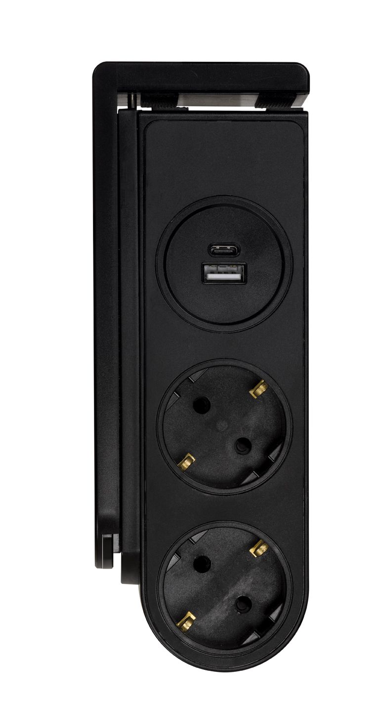 POWER STRIP WITH CLIP MOUNT 2 SOCKETS 16A + 2 USB (A+C) WITH 1.5M 3G1.5 CABLE SIMON