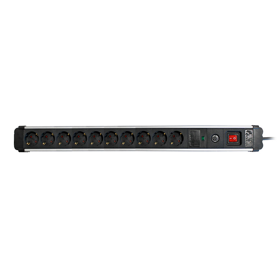 EXTRAPOWER POWER STRIP 10 SOCKETS 16A 250V~ ALUMINUM WITH SURGE PROTECTION, 1.5M CABLE H05VV-F 3G1.5MM² SIMON BRICO