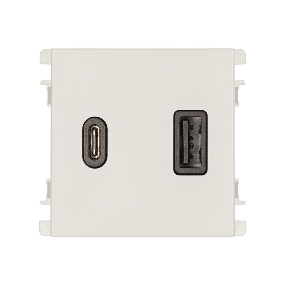 Cargador  USB doble  A+C Quickcharge 3.1A 127/30V~ blanco Simon 26