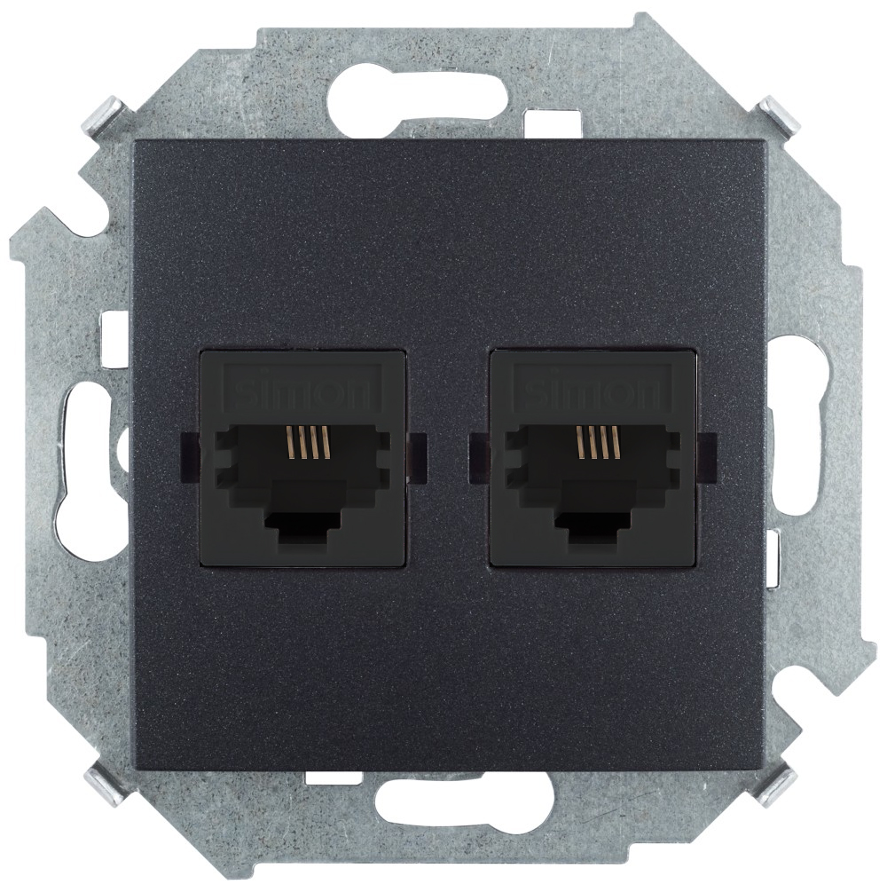 Розетка телефонная 2xRJ11 цвета графит Simon 15