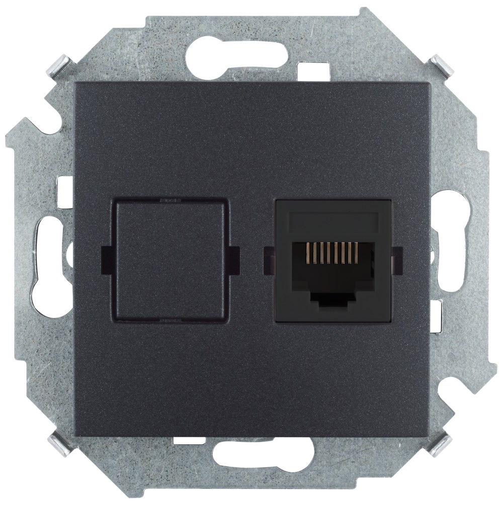 Розетка для передачи данных RJ45 Cat.5e UTP (Systimax) цвета графит Simon 15