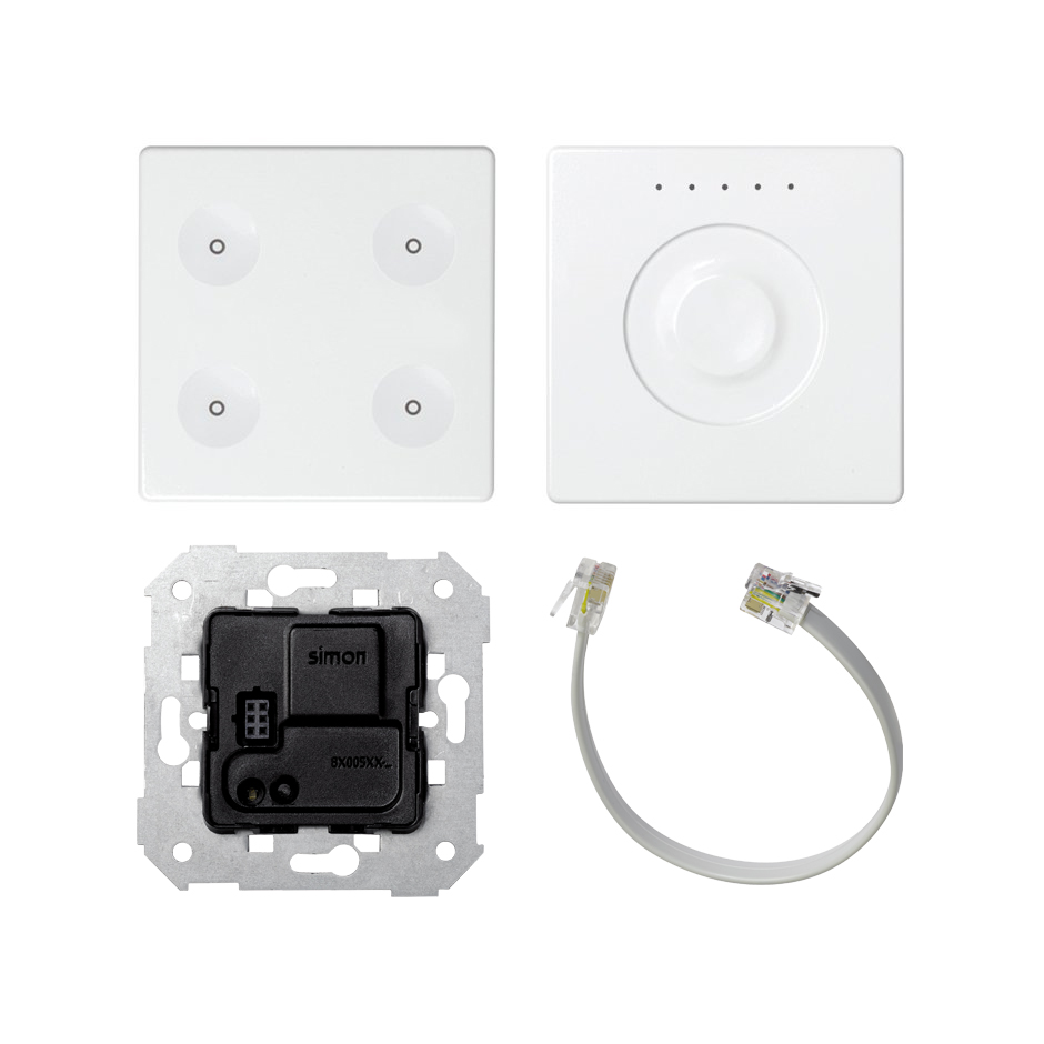 Botonera Regular 4 funciones con acoplador KNX y regulador Slide Control blanco Simon 82 Sense