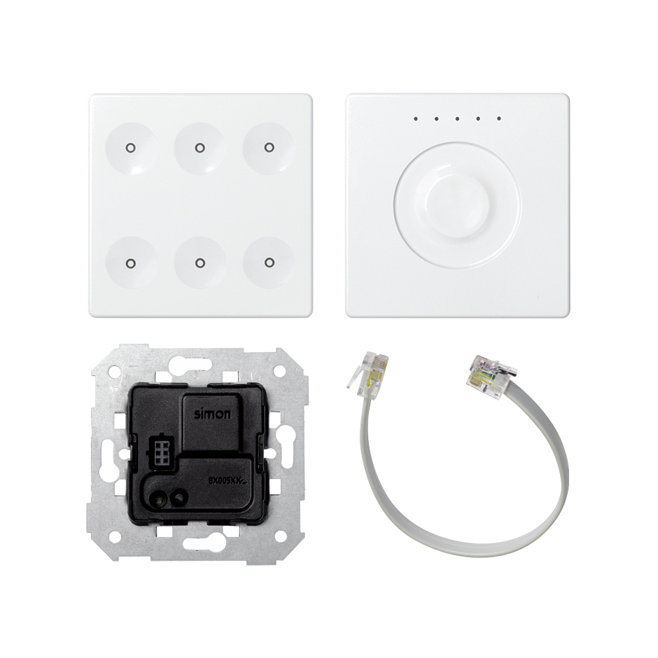 Botonera Regular 6 funciones con acoplador KNX y regulador Slide Control blanco Simon 82 Sense