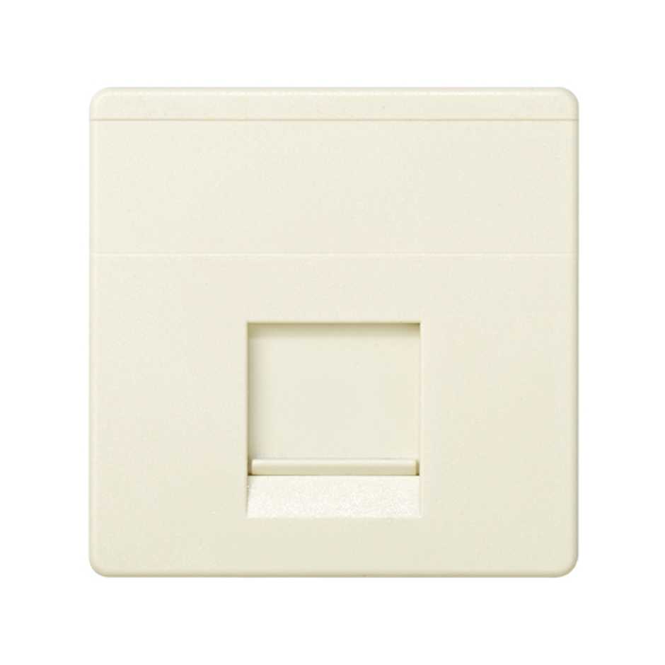 Plaque de voix et de données plate avec couvercle pour 1 connecteur RJ45 AMP® ivoire Simon 27 Play