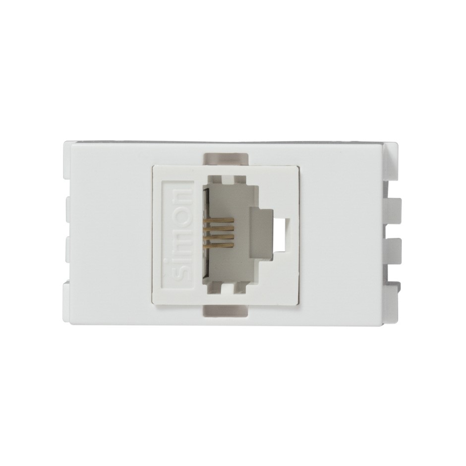 Toma telefónica RJ11 de 4 hilos blanco Simon 25 Plus