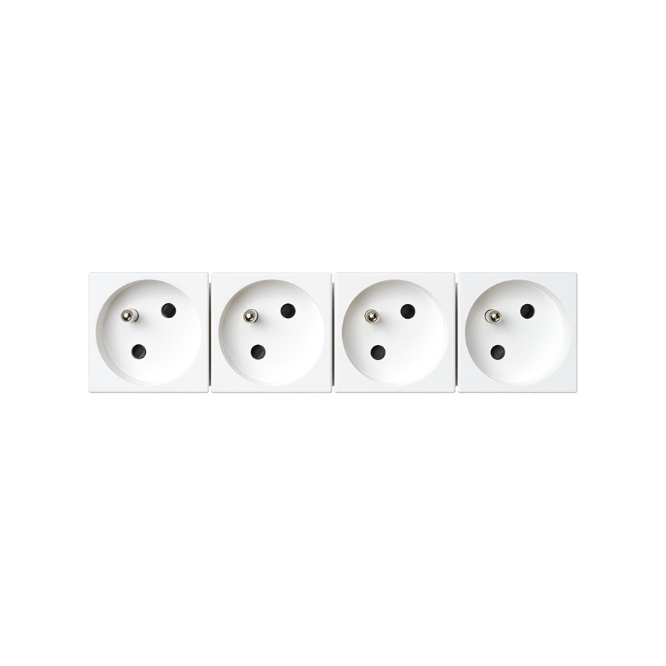 Quadruple French socket outlet 16A 250V~ with safety device and quick terminal connection white K45