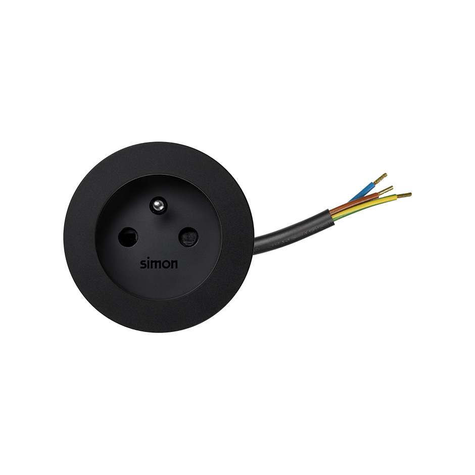 Kit Flash 60 consisting of french-belgian power socket end in free-end connection black Simon 400