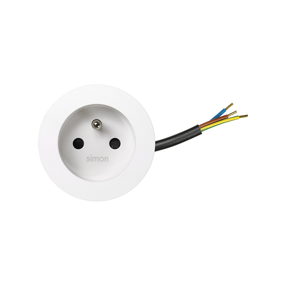 Kit Flash 60 consisting of french-belgian power socket end in free-end connection white Simon 400
