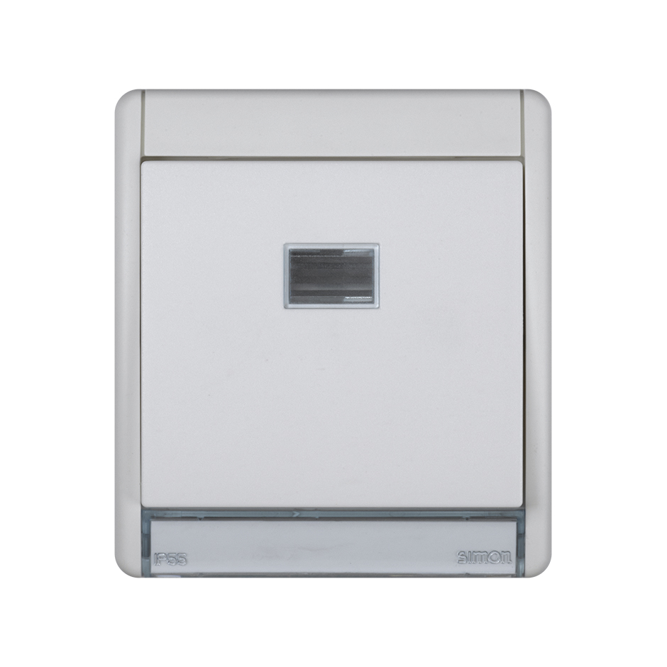 Monobloc push button IP55 10AX 250V~ with integrated light and quick terminal connection system white Simon Aqua