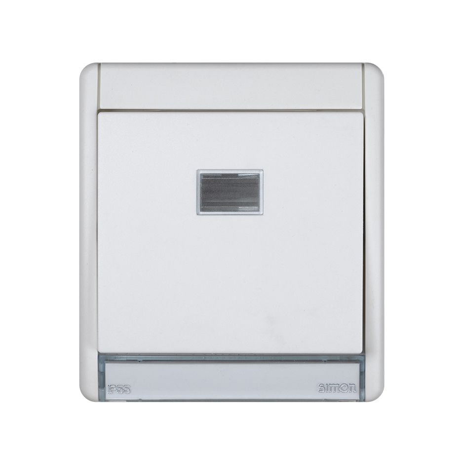 Interruptor monobloco IP55 10AX 250V~ com luz incorporada e sistema de ligação rápida branco Simon Aqua