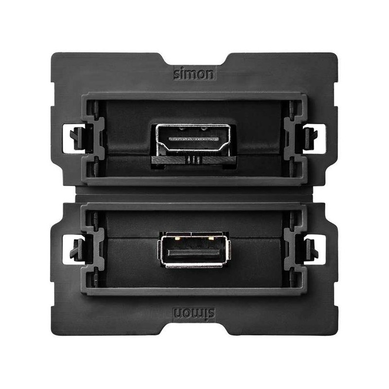 Conector HDMI v2.0 4k hembra-hembra + USB 2.0 tipo A 2M Simon 100