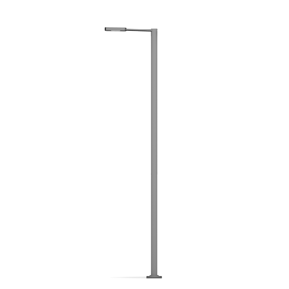 Point lumineux décoratif cylindrique Simon Kelp Altair modèle 100, mesurant 7 m de haut et doté d’une fixation pour luminaires latéraux Simon Kelp Merak