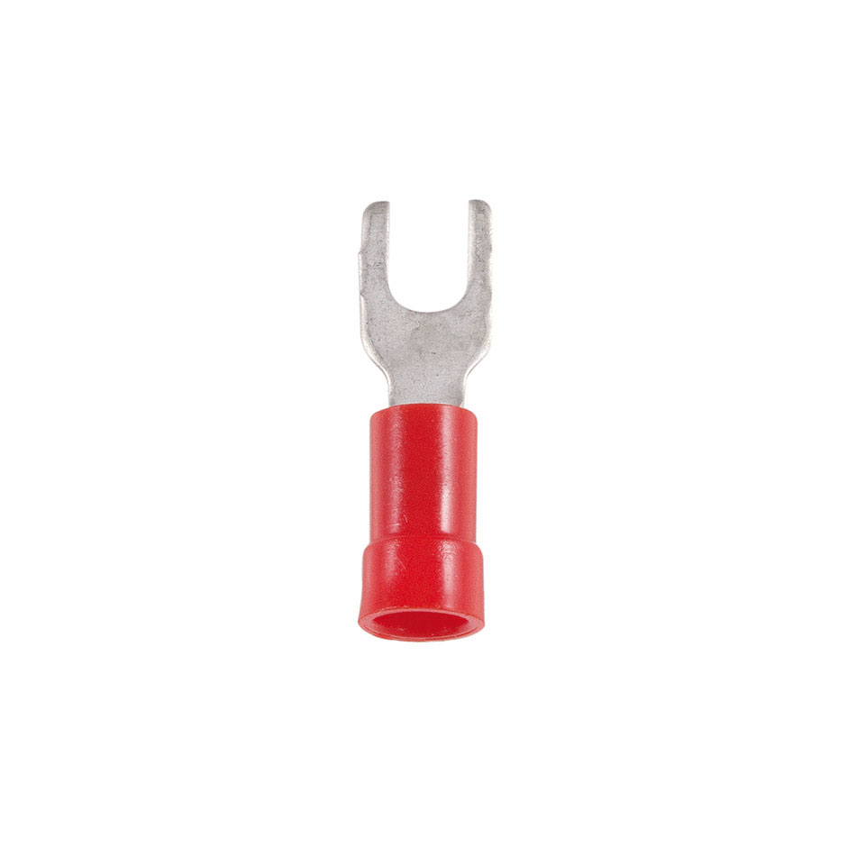 Terminal em forma de garfo pré-isolado de 1,5 mm² com ø de 3,7 mm, 10 unidades em vermelho da 