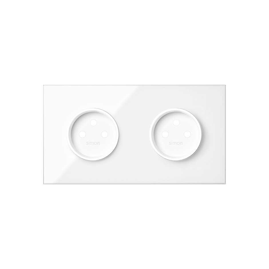 Kit face avant pour 2 éléments avec 2 prises 2P, blanc brillant Simon 100