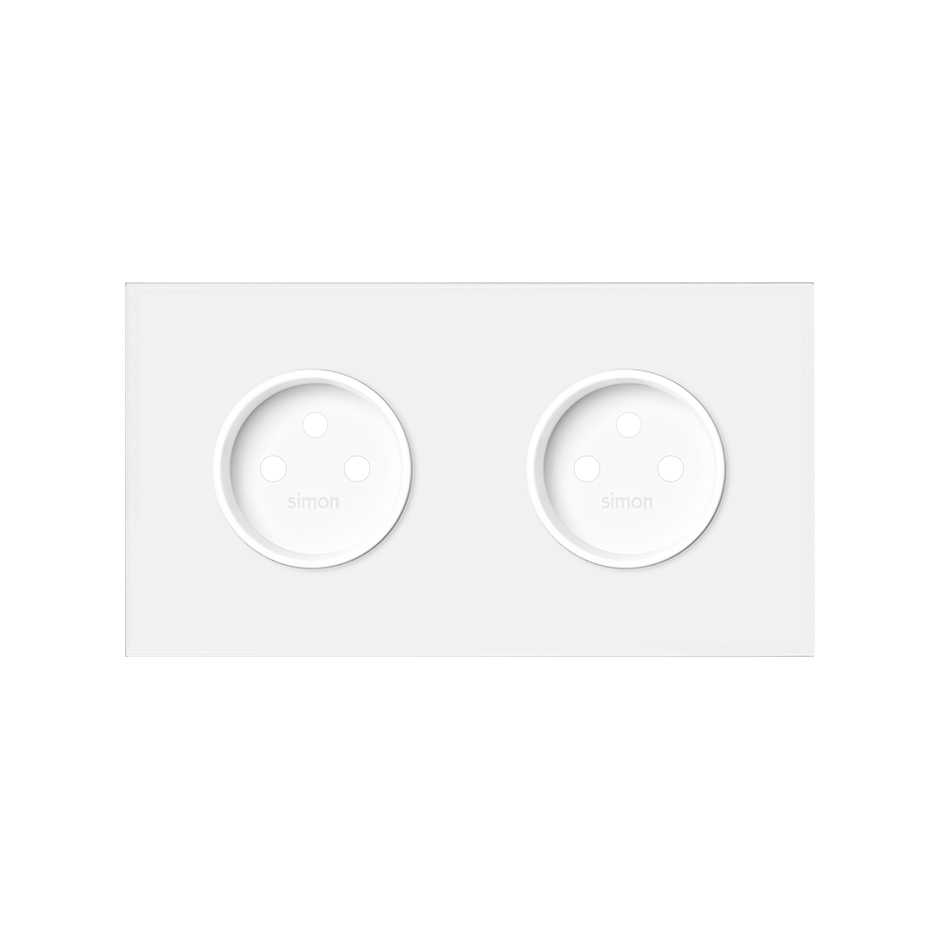 Front face kit for 2 elements with 2 2P sockets, matt white Simon 100