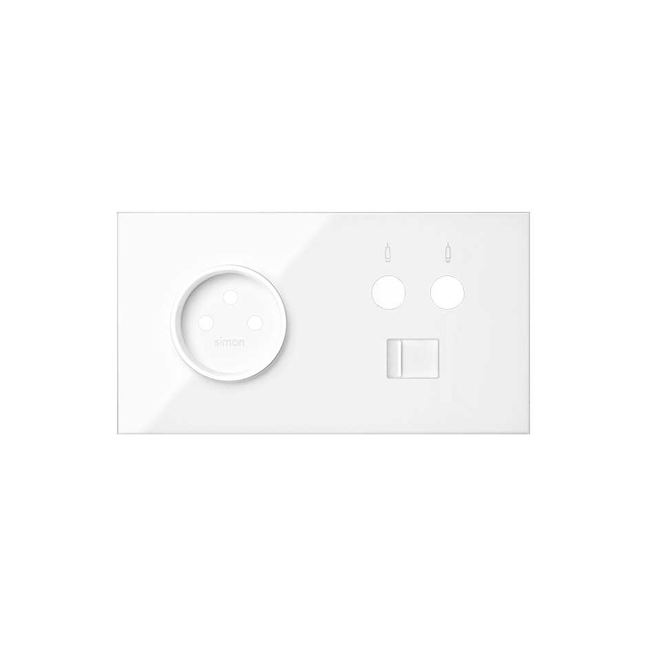 Front face kit for 2 elements with 1 2P socket, 1 single R / TV + SAT ...