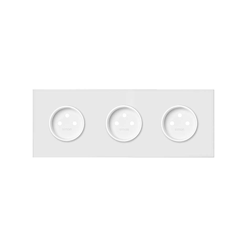 Kit face avant pour 3 éléments avec 3 prises 2P blanc mat Simon 100