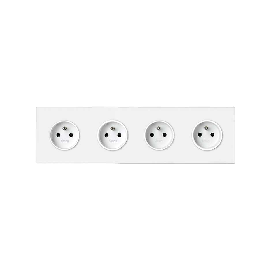 Kit face avant pour 4 éléments avec 4 prises 2P blanc mat Simon 100
