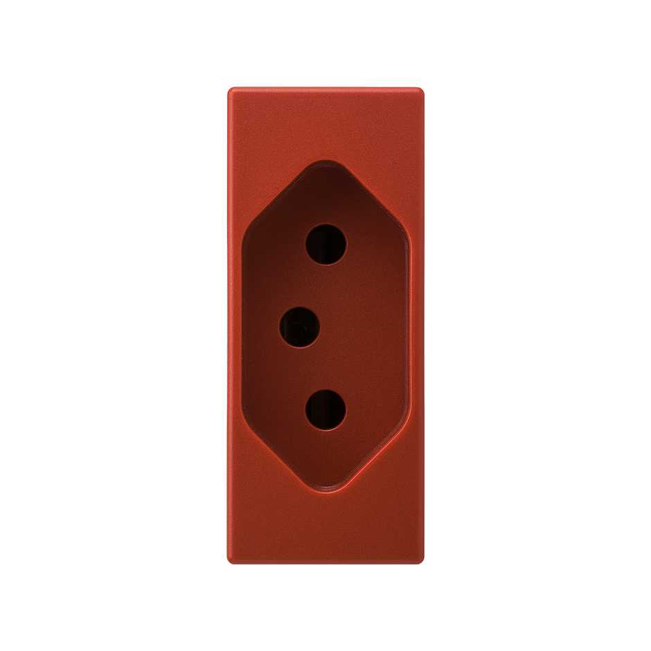 Tomada padrão brasileiro 2P+T 10A de 1 módulo vermelho Simon 82