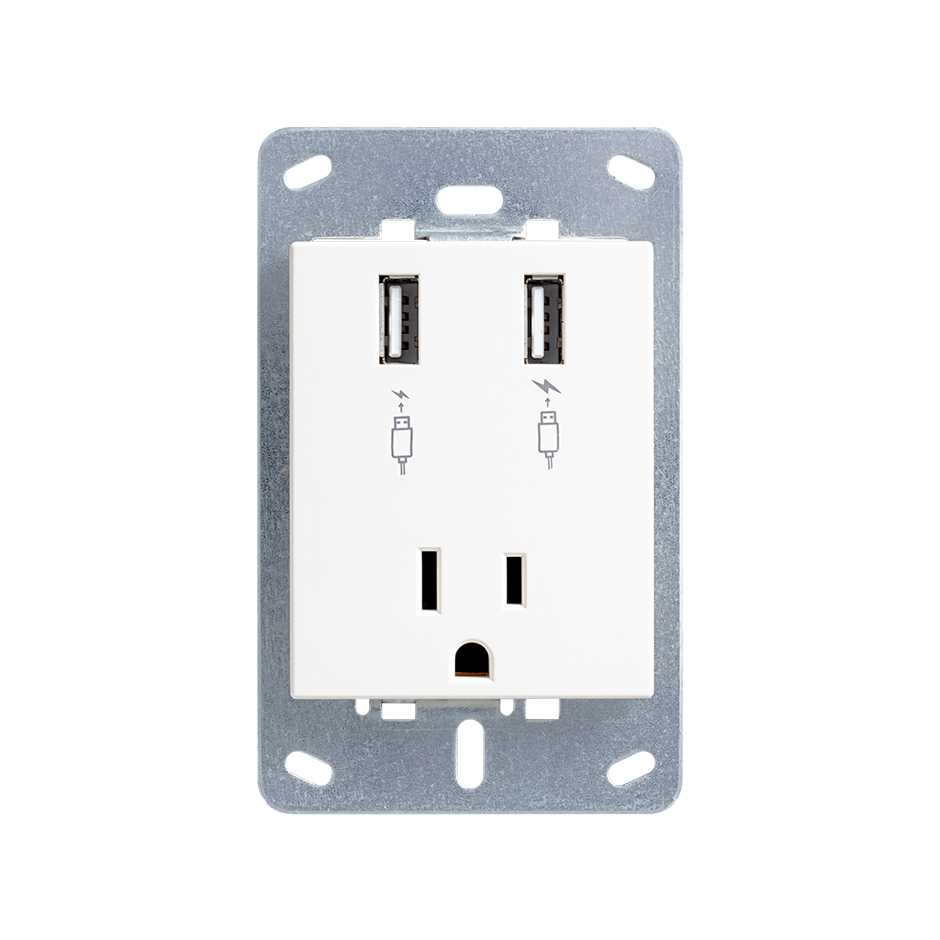 Cargador USB + Toma de corriente 2P+T 15A 127V~ marfil Simon 82