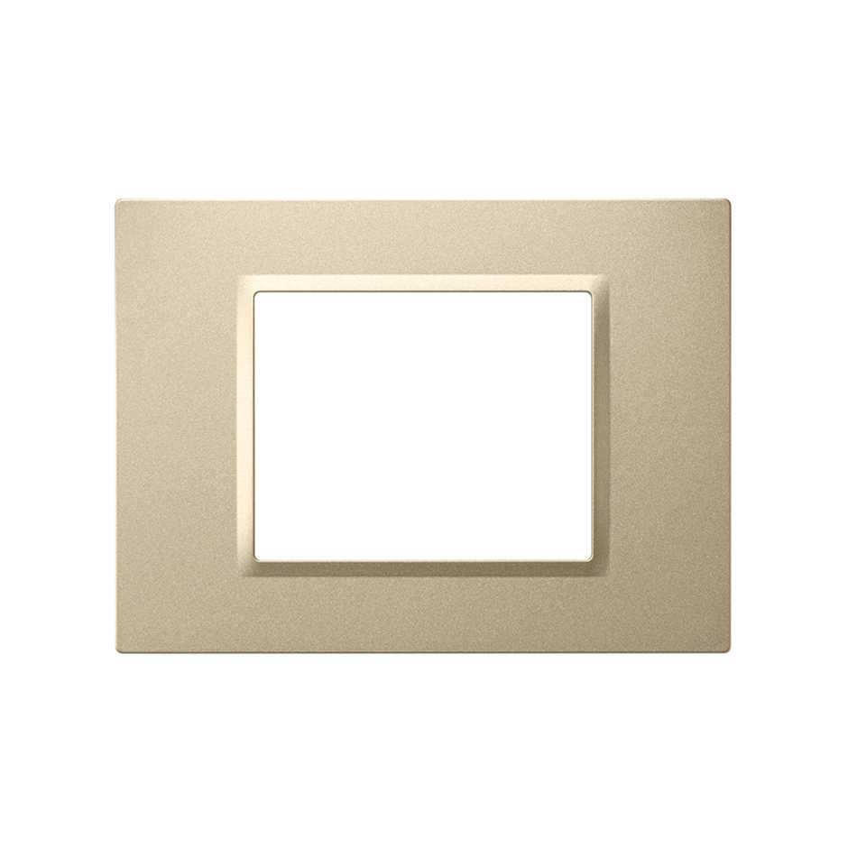 Placa 4x2 de 3 módulos ouro branco Simon 82 Prisma