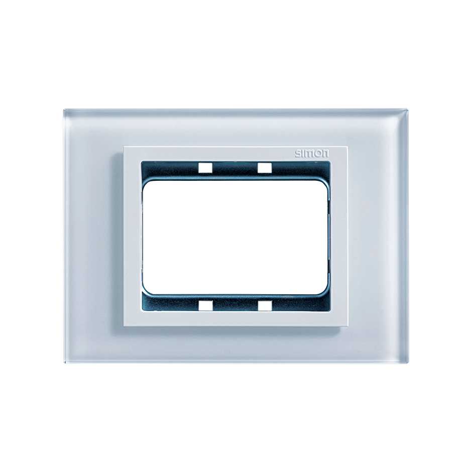 Placa de 3 módulos cristal blanco con marco blanco Simon 82 Nature