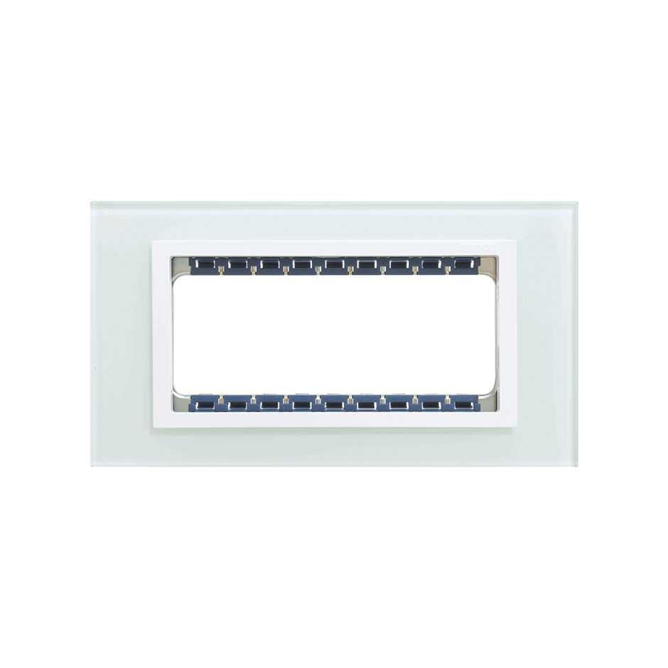 Placa de 5 módulos cristal blanco con marco blanco Simon 82 Nature