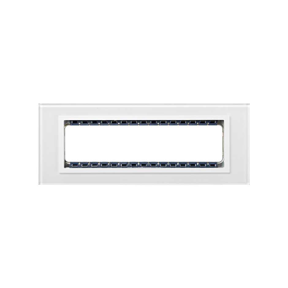 Placa de 8 módulos cristal blanco con marco blanco Simon 82 Nature