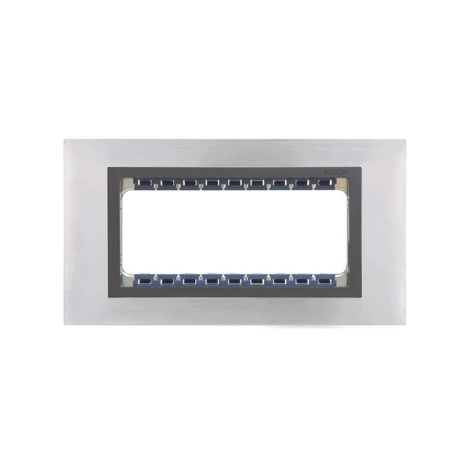 Placa de 5 módulos inox mate con marco grafito Simon 82 Nature