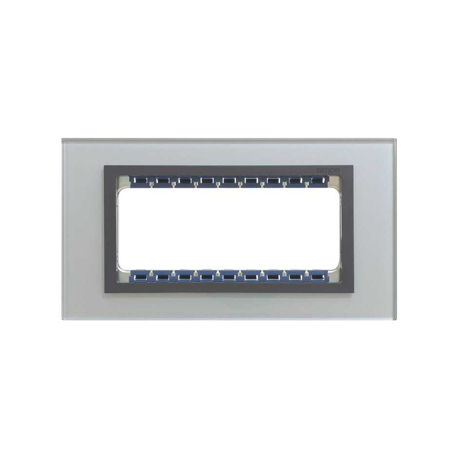 Placa de 5 módulos cristal gris con marco grafito Simon 82 Nature
