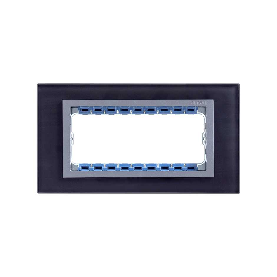 Placa de 5 módulos cristal negro con marco grafito Simon 82 Nature