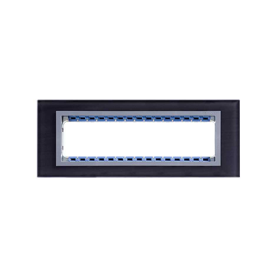 Placa de 8 módulos cristal negro con marco grafito Simon 82 Nature