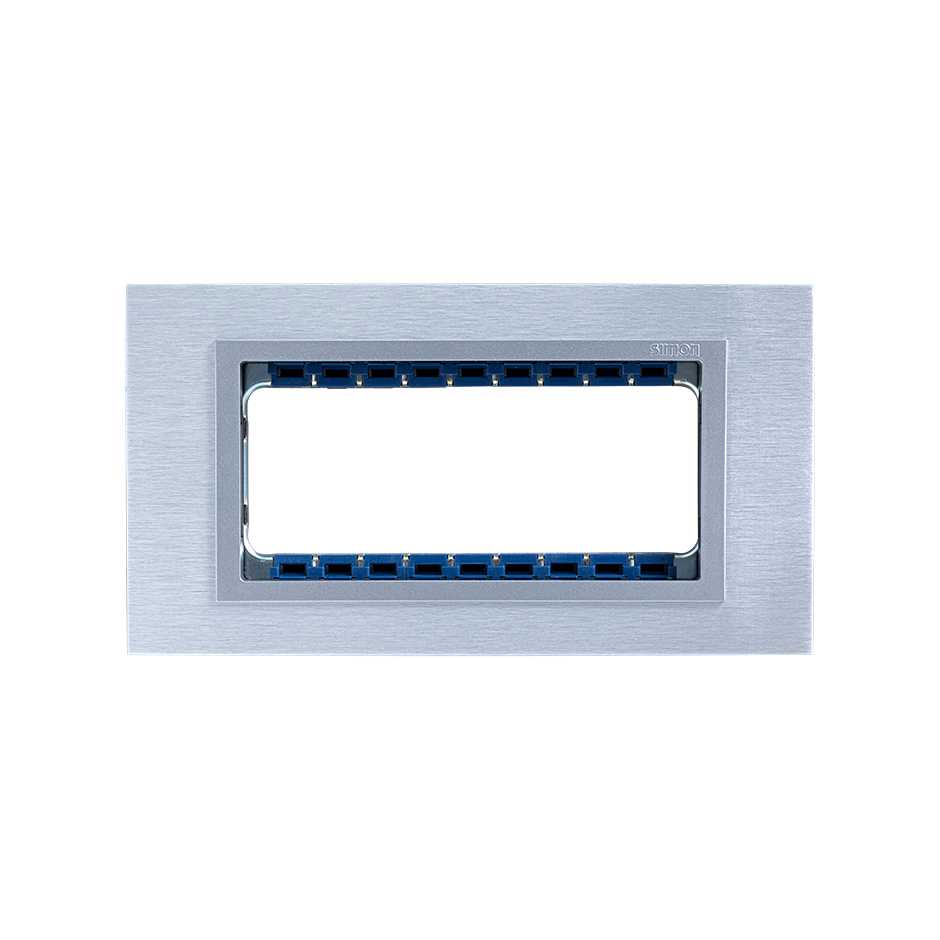 Placa de 5 módulos inox mate con marco aluminio Simon 82 Nature