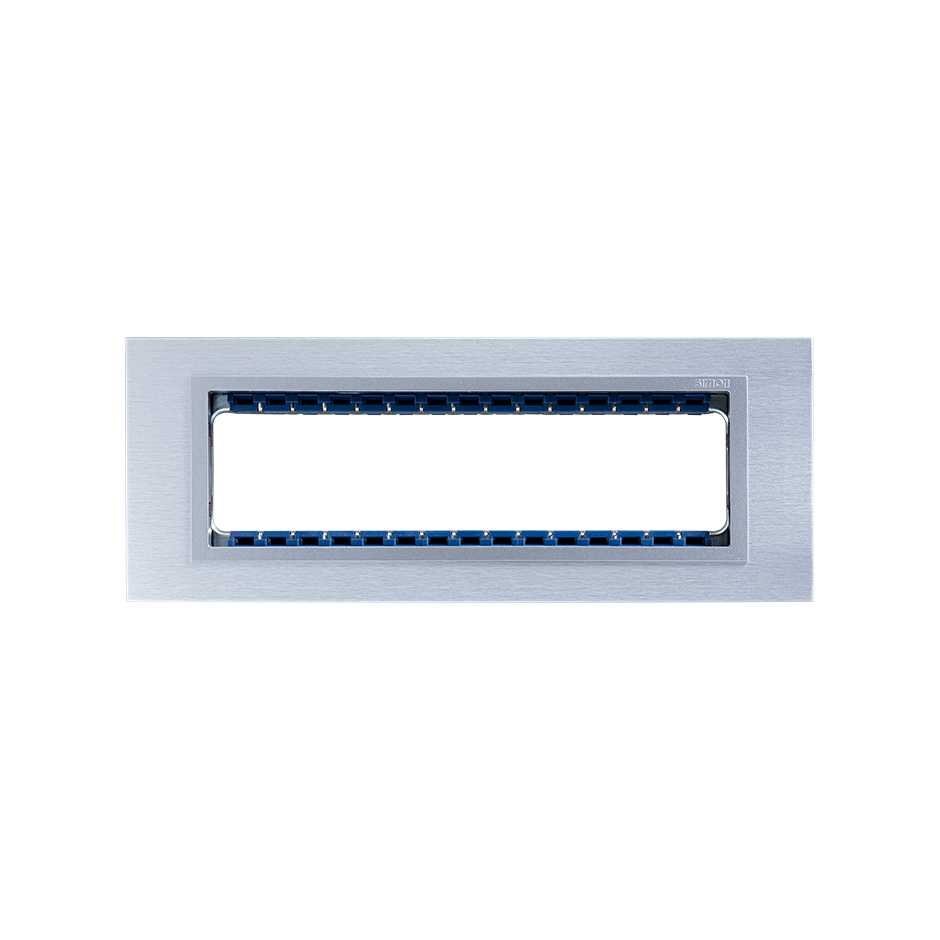 Placa de 8 módulos inox mate con marco aluminio Simon 82 Nature