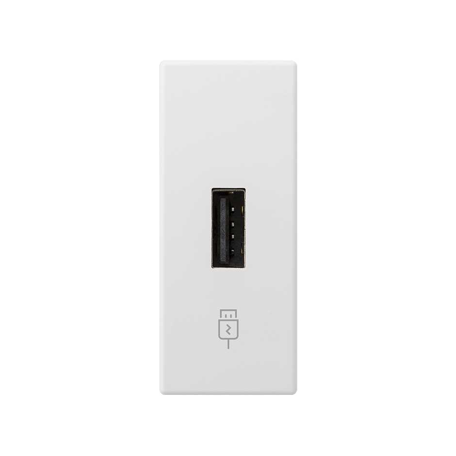 Tomada carregador USB 5V/DC 2.1A tipo A de 1 módulo branco Simon 82