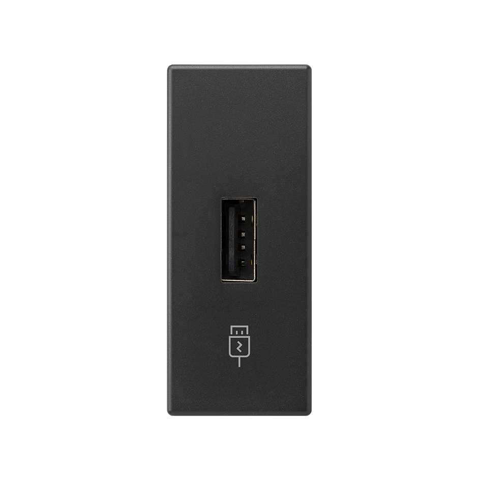Tomada carregador USB 5V/DC 2.1A tipo A de 1 módulo grafite Simon 82