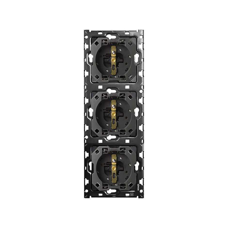Back kit for 3 2P+E sockets Simon 100