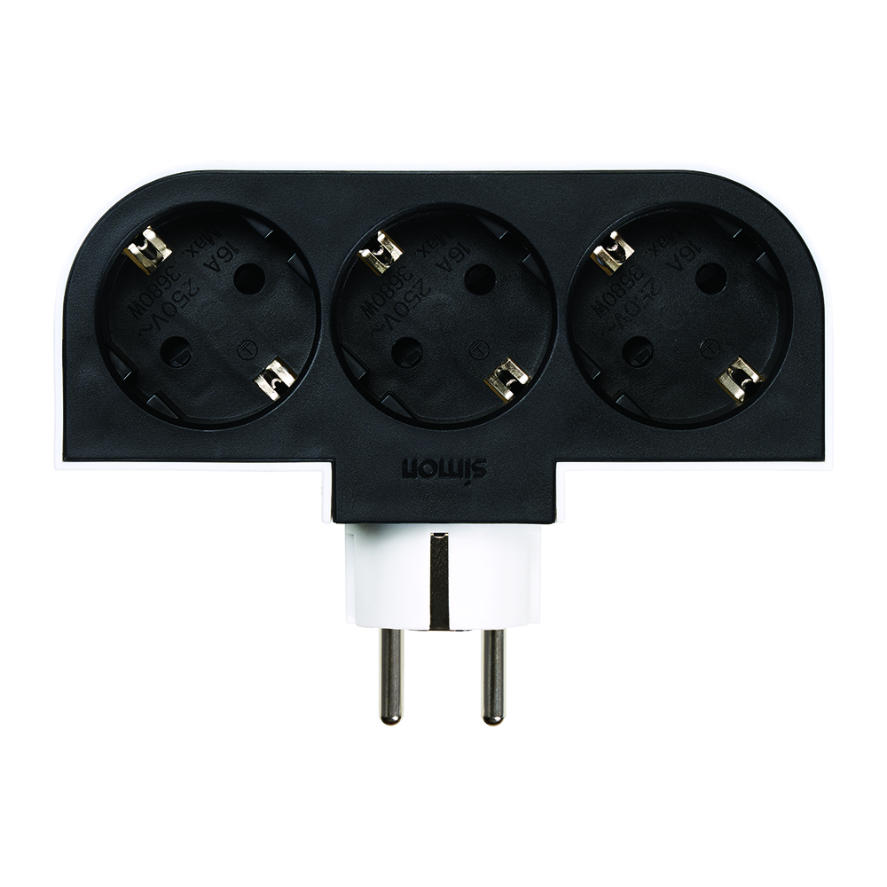 ROTATABLE ADAPTER 180 DEGREES PLUG III 3 SOCKETS 16A 250V