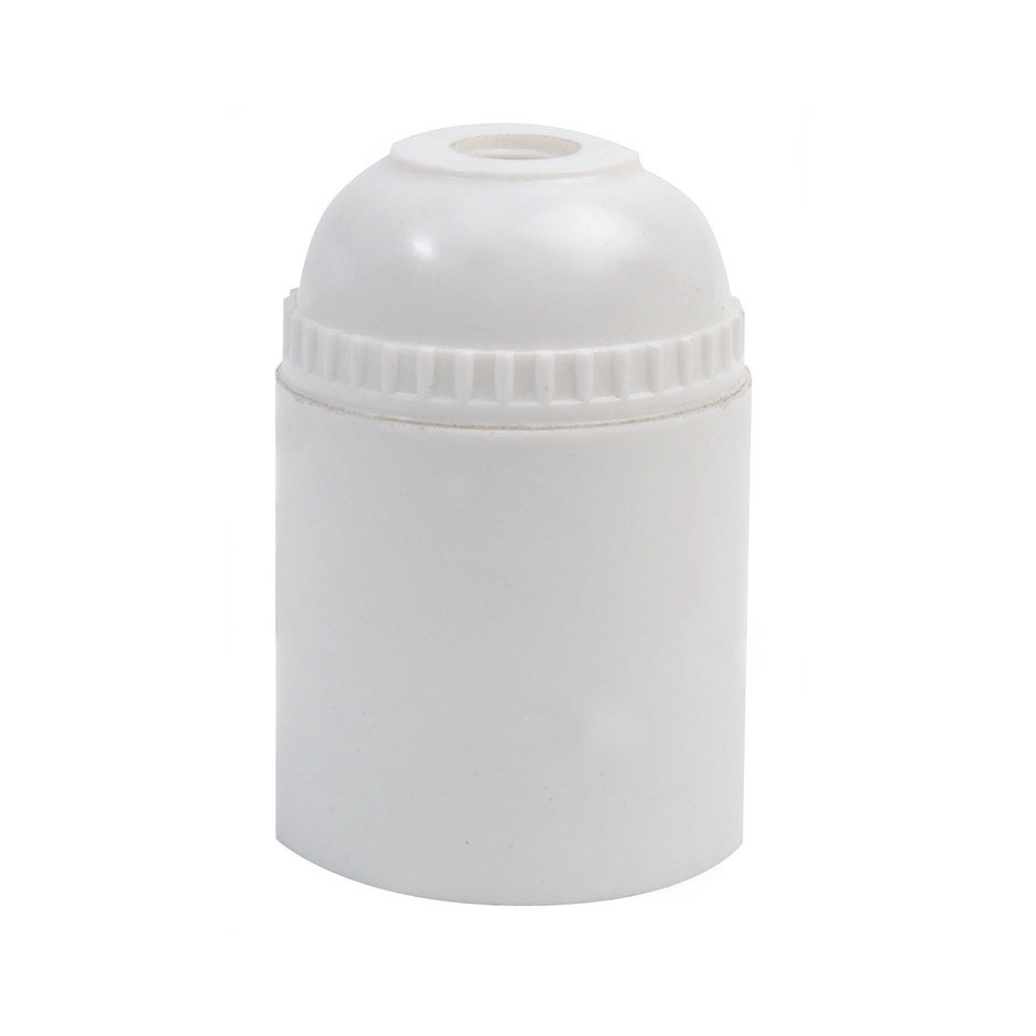Porta-lâmpadas em termoplástico liso para E-27, em branco, da 