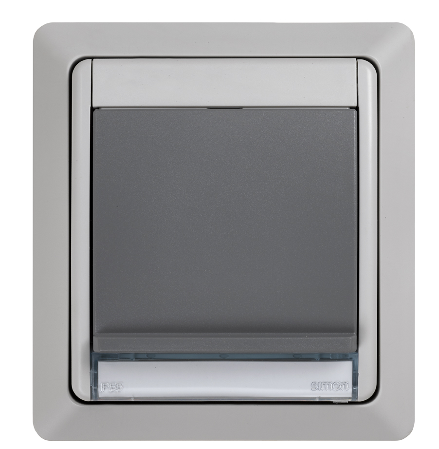 Schuko socket base monobloc 10-16A 250V~ with lateral earthing with screw terminal connection gray Simon Aqua