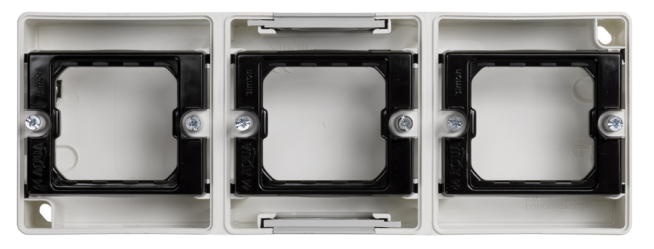 Waterproof surface box for 3 horizontal elements white Simon Aqua