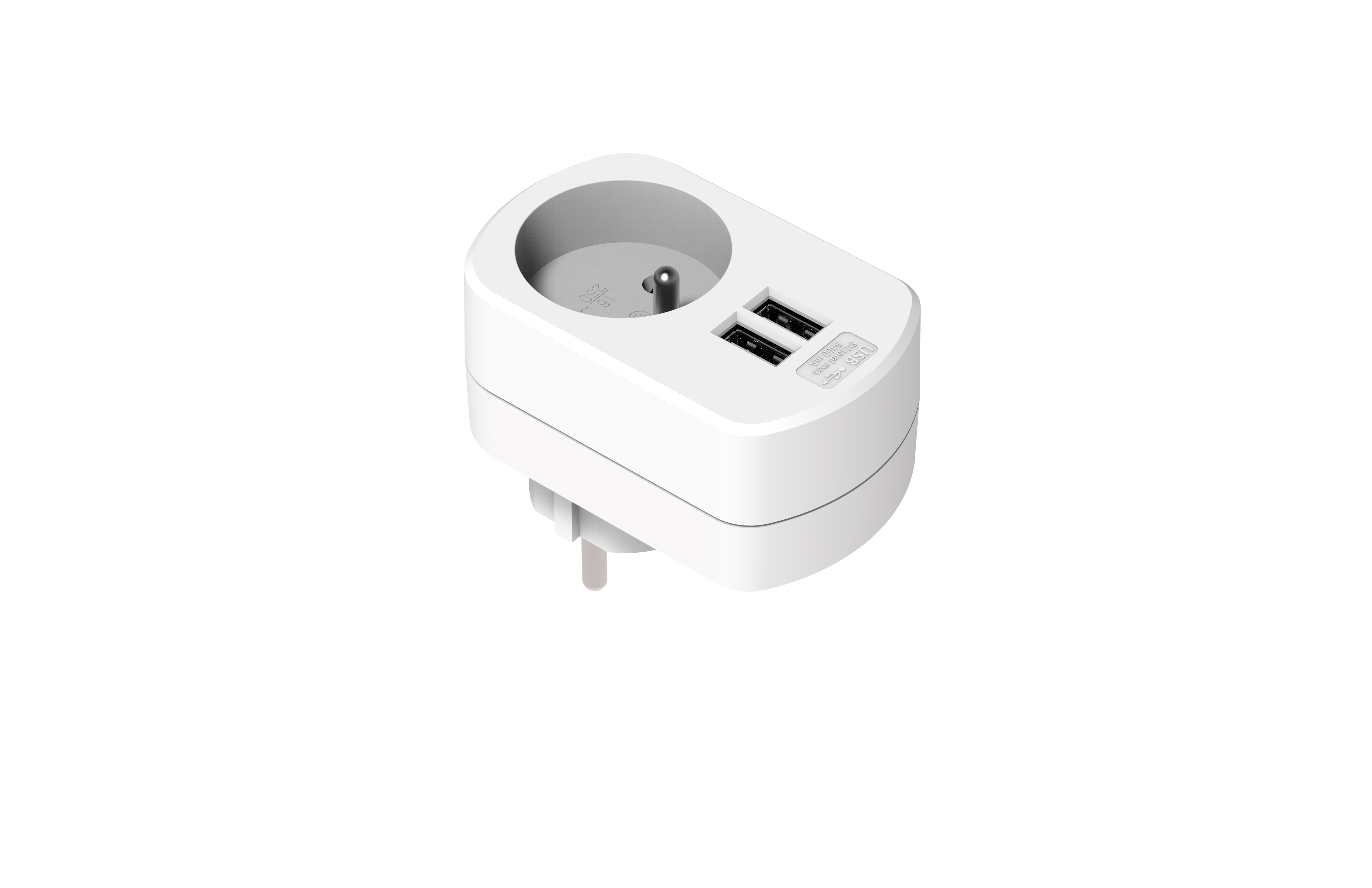 COMBI ADAPTER 1 FRENCH SOCKET 16A + 2 USB 3.4 WHITE SIMON