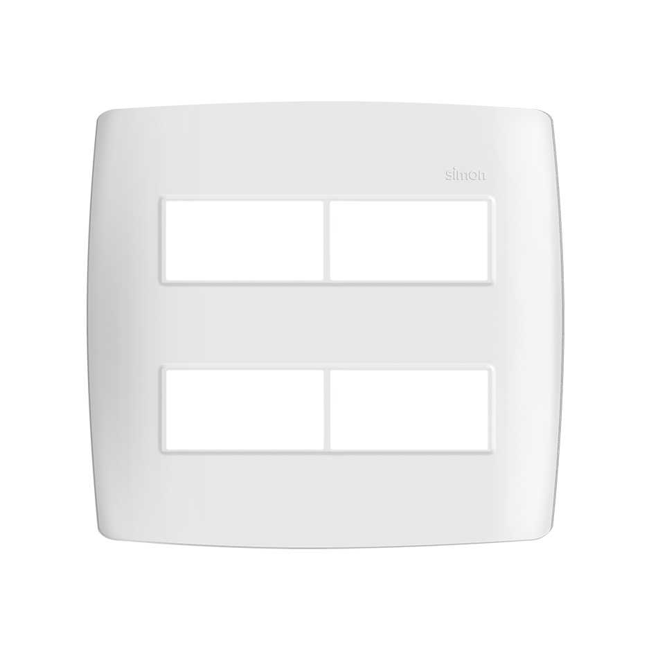 Placa de 4 postos separados com suporte 4x4 branco Simon 30