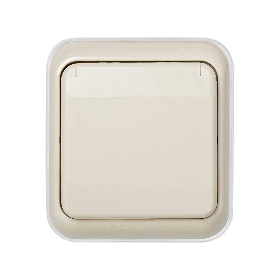 Frame with hinged cover for 1 element ivory Simon 44